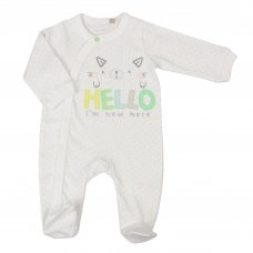 E03273: Baby " Hello I'm New Here" Cotton Sleepsuit (NB-3 Months)